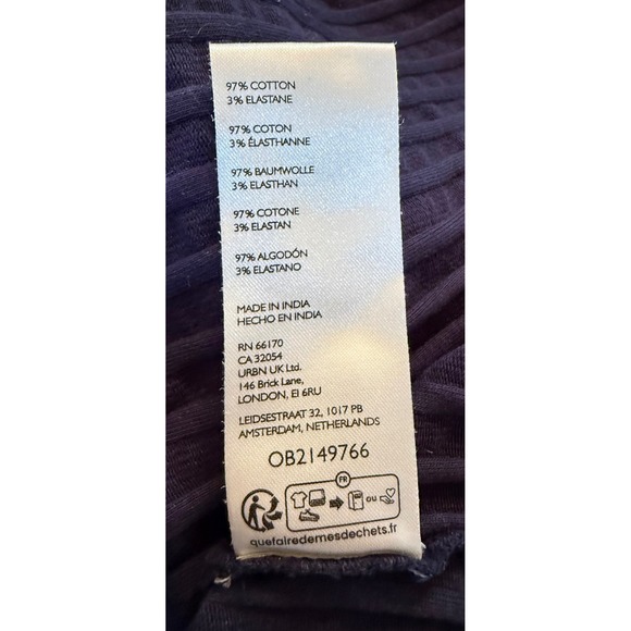 Free People Tilly Ribbed Button Down Top Navy Blue XL - Picture 5 of 5